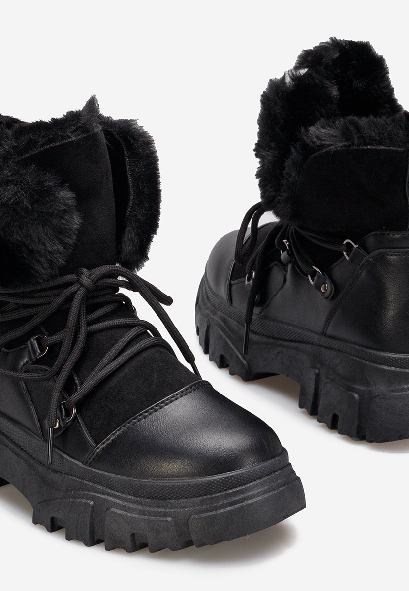 Czarne botki damskie ocieplane Fralesia