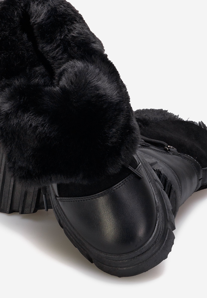 Czarne botki damskie ocieplane Fralesia
