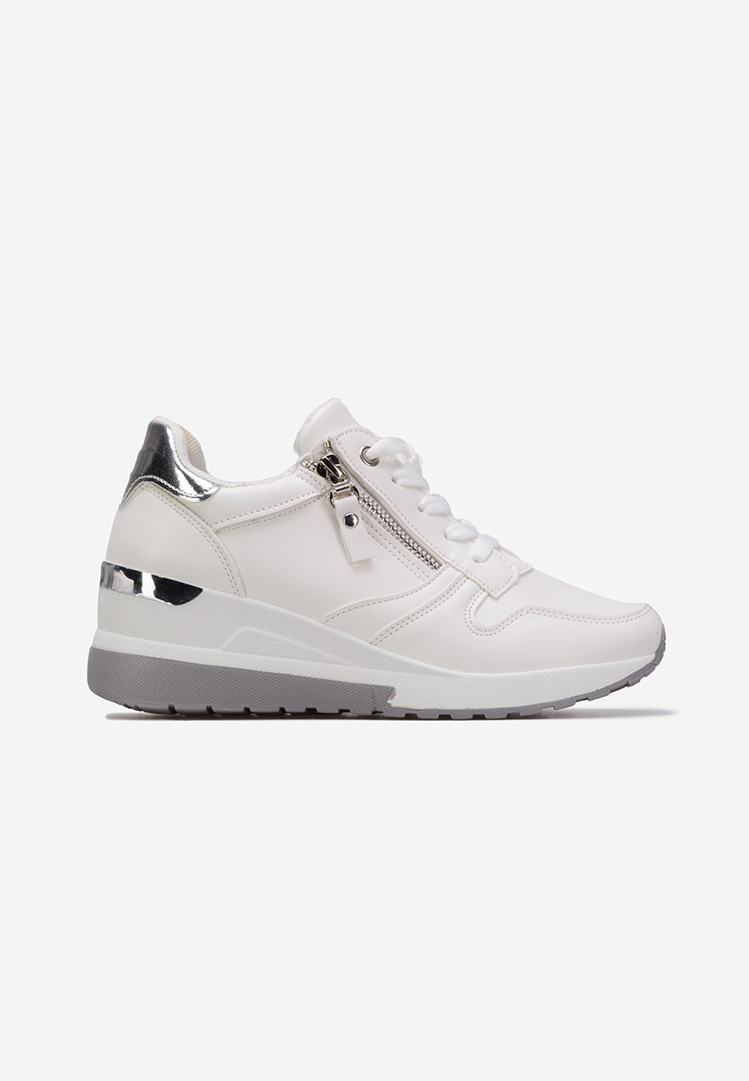 Białe sneakersy na koturnie Rafina
