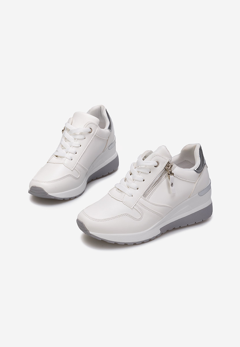 Białe sneakersy na koturnie Rafina