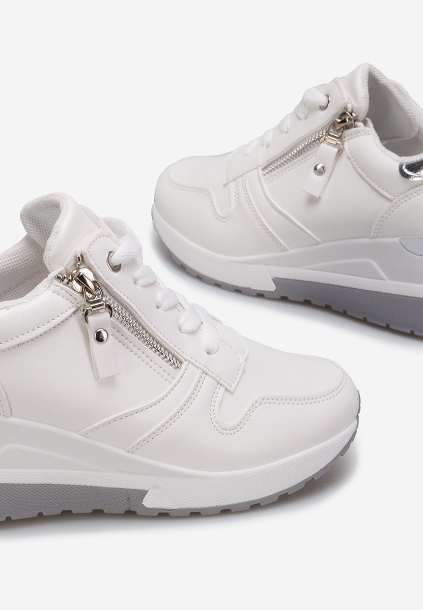 Białe sneakersy na koturnie Rafina