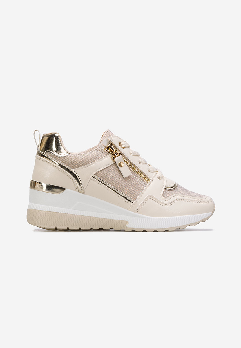 Beżowe sneakersy na koturnie Rafina V2
