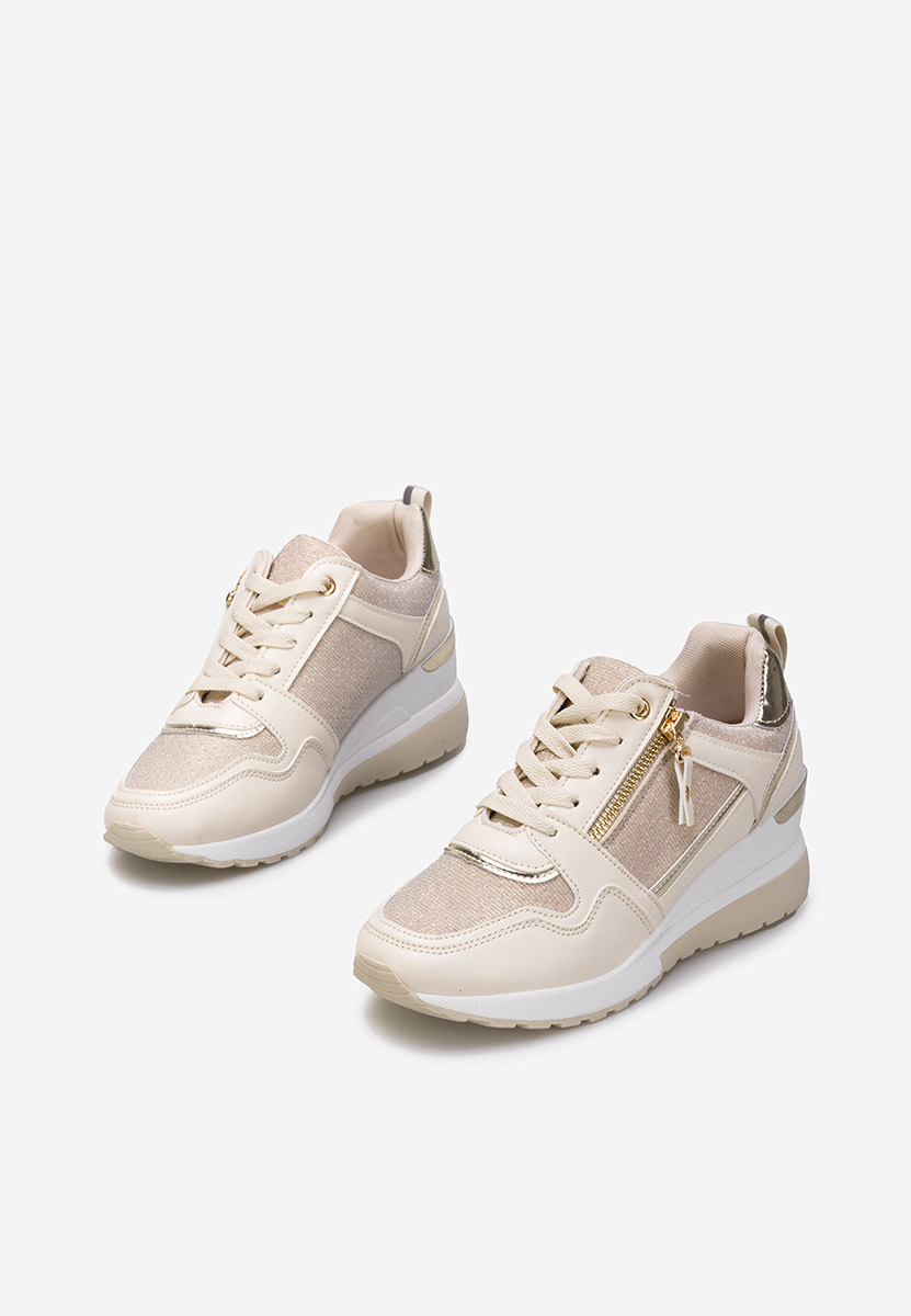 Beżowe sneakersy na koturnie Rafina V2
