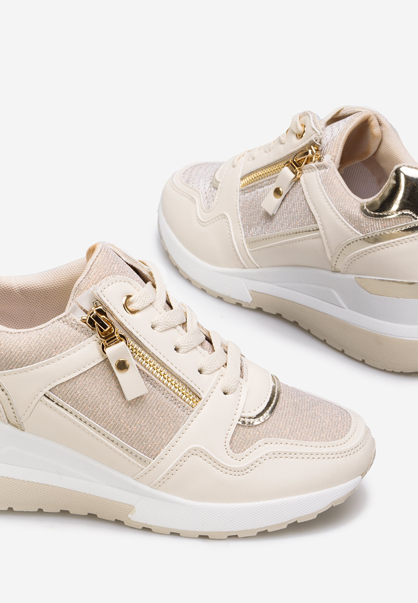 Beżowe sneakersy na koturnie Rafina V2