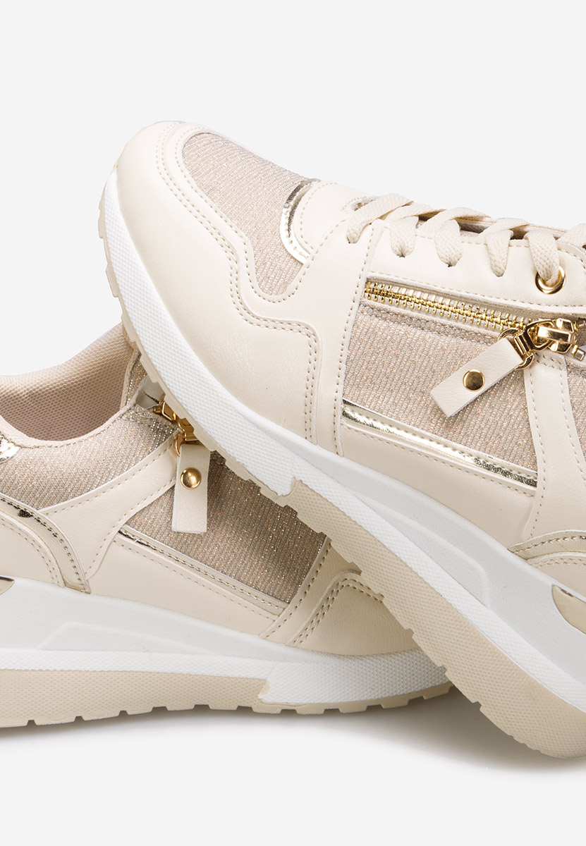 Beżowe sneakersy na koturnie Rafina V2