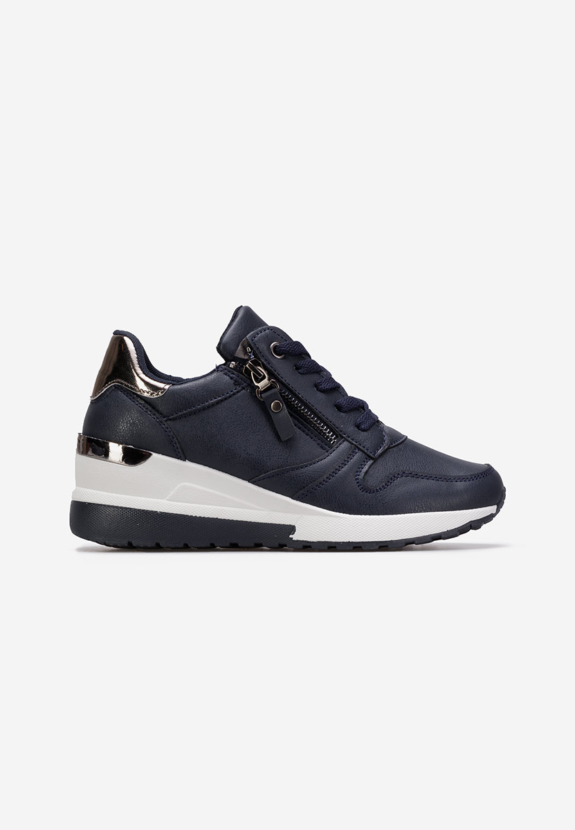 Granatowe sneakersy na koturnie Rafina