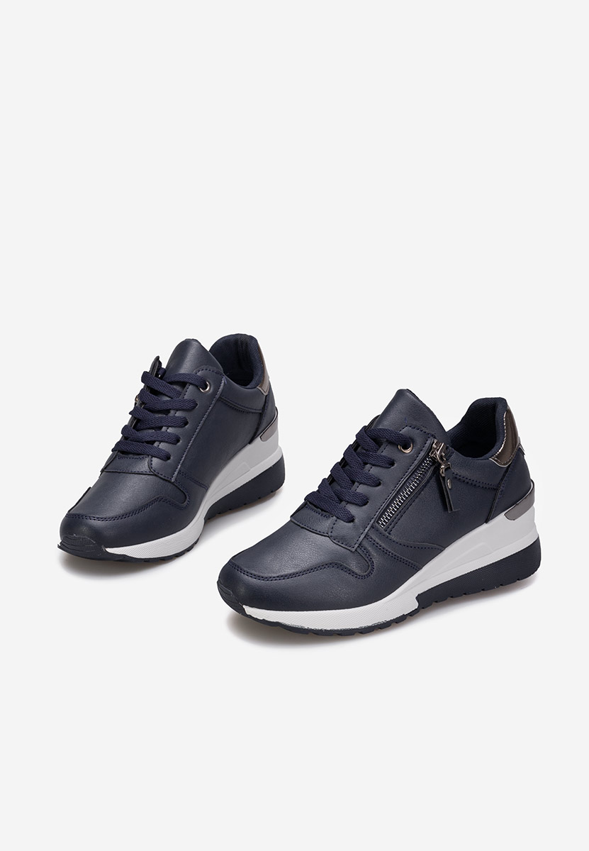 Granatowe sneakersy na koturnie Rafina