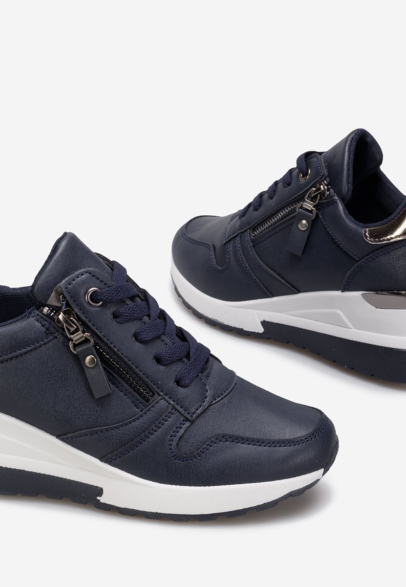 Granatowe sneakersy na koturnie Rafina