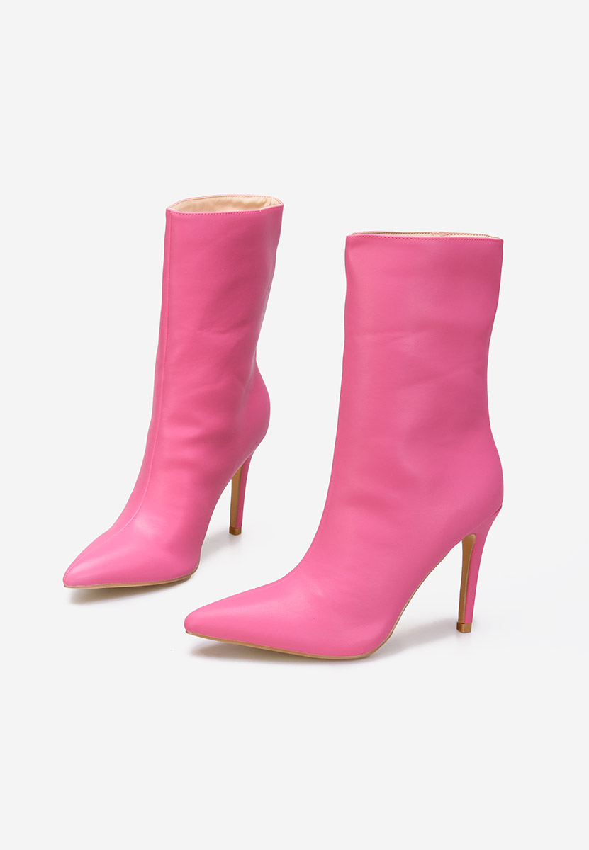 Fuksjowe botki na obcasie Ribera