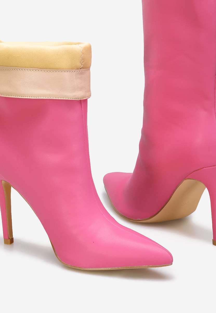 Fuksjowe botki na obcasie Ribera