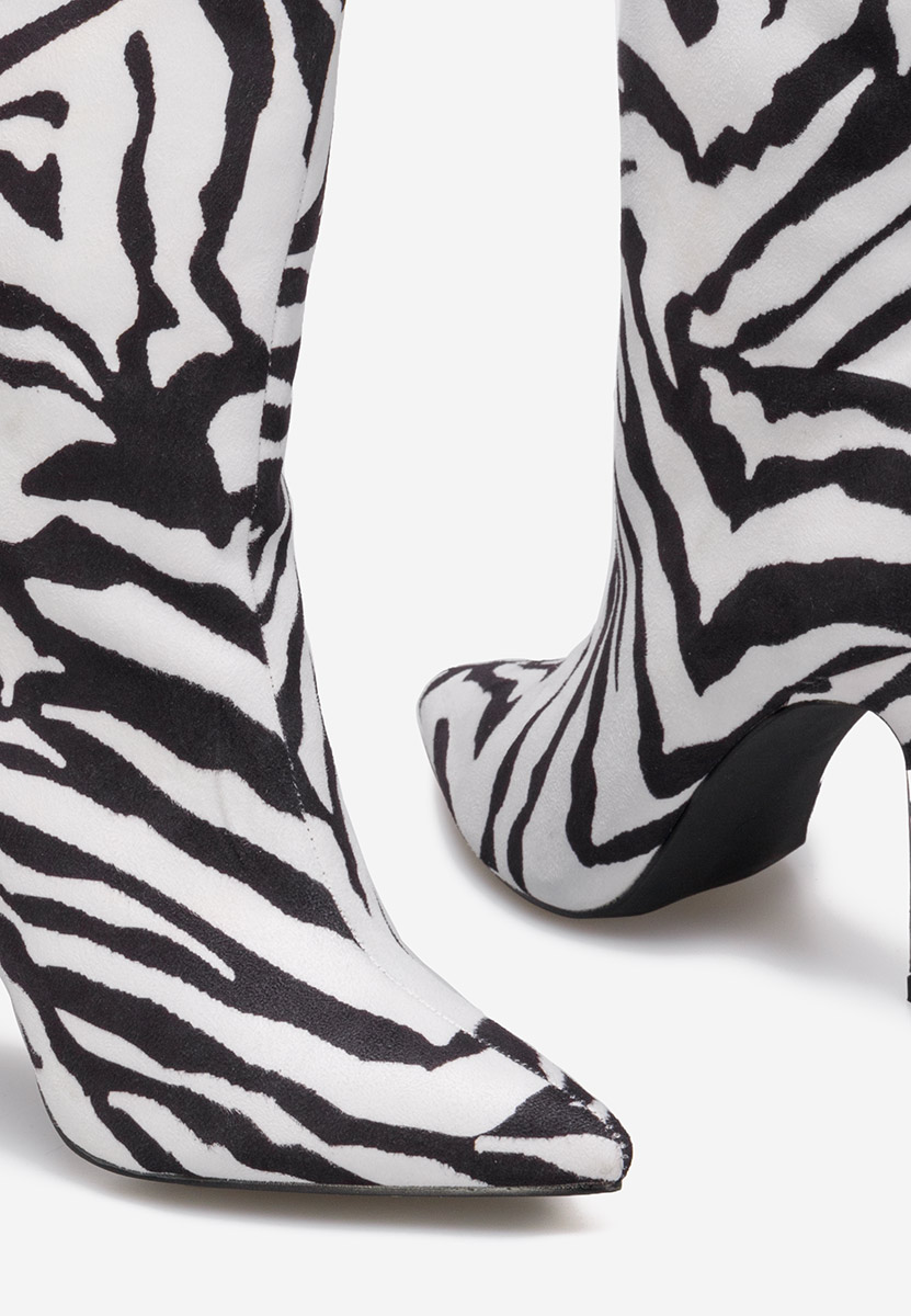 Białe botki na obcasie Ribera V2