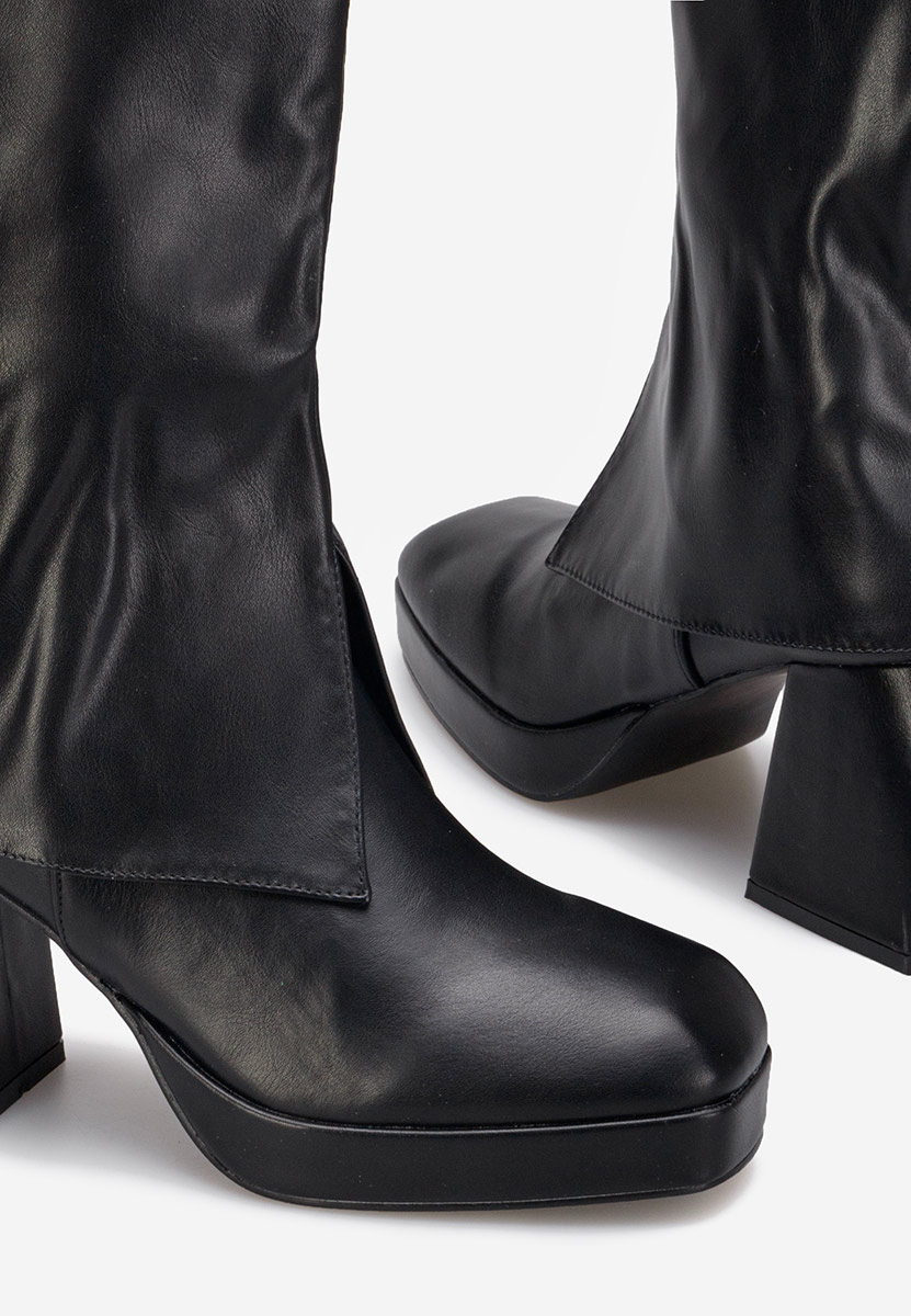 Czarne kozaki na obcasie Zalamea