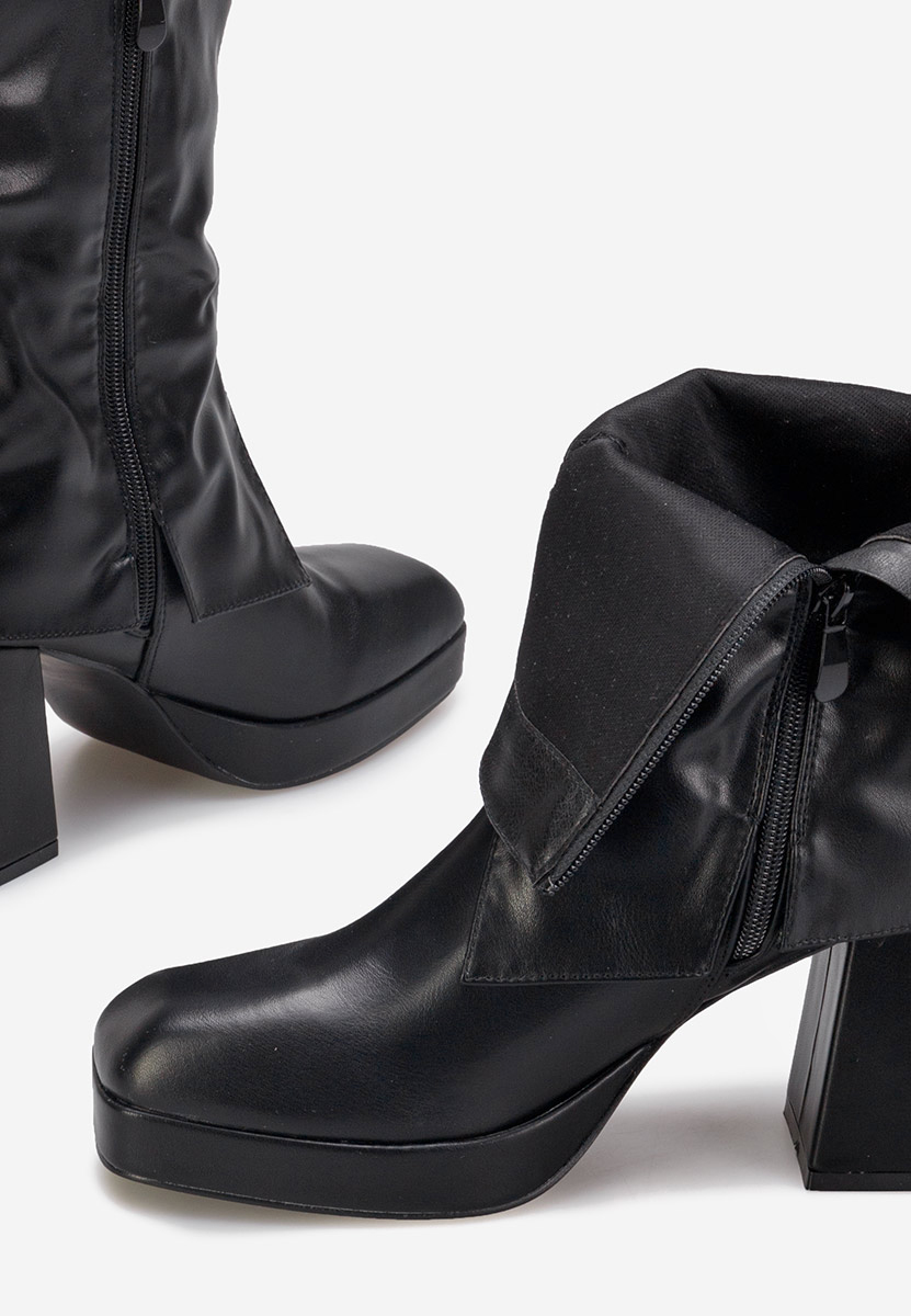 Czarne kozaki na obcasie Zalamea