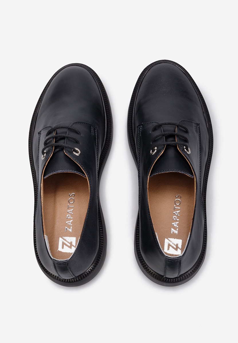 Granatowe oxfordy damskie skórzane Pelado