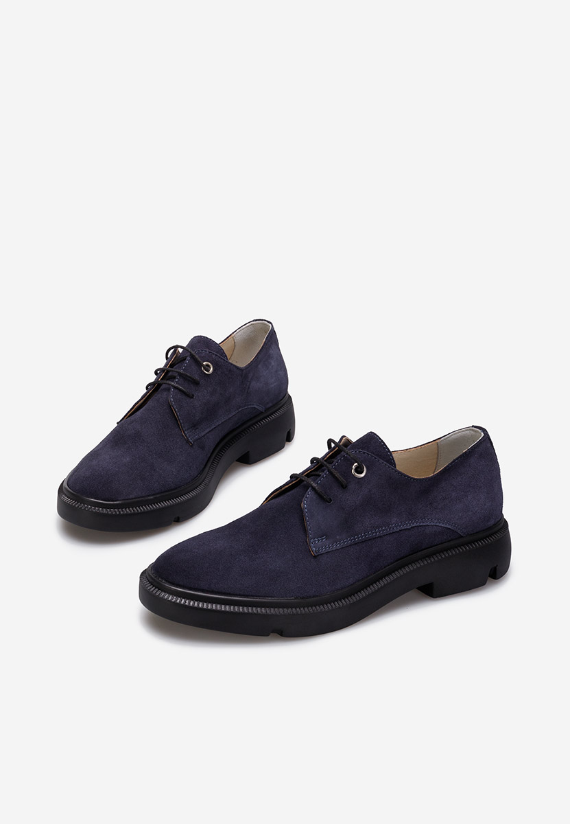 Granatowe oxfordy damskie skórzane Pelado V2