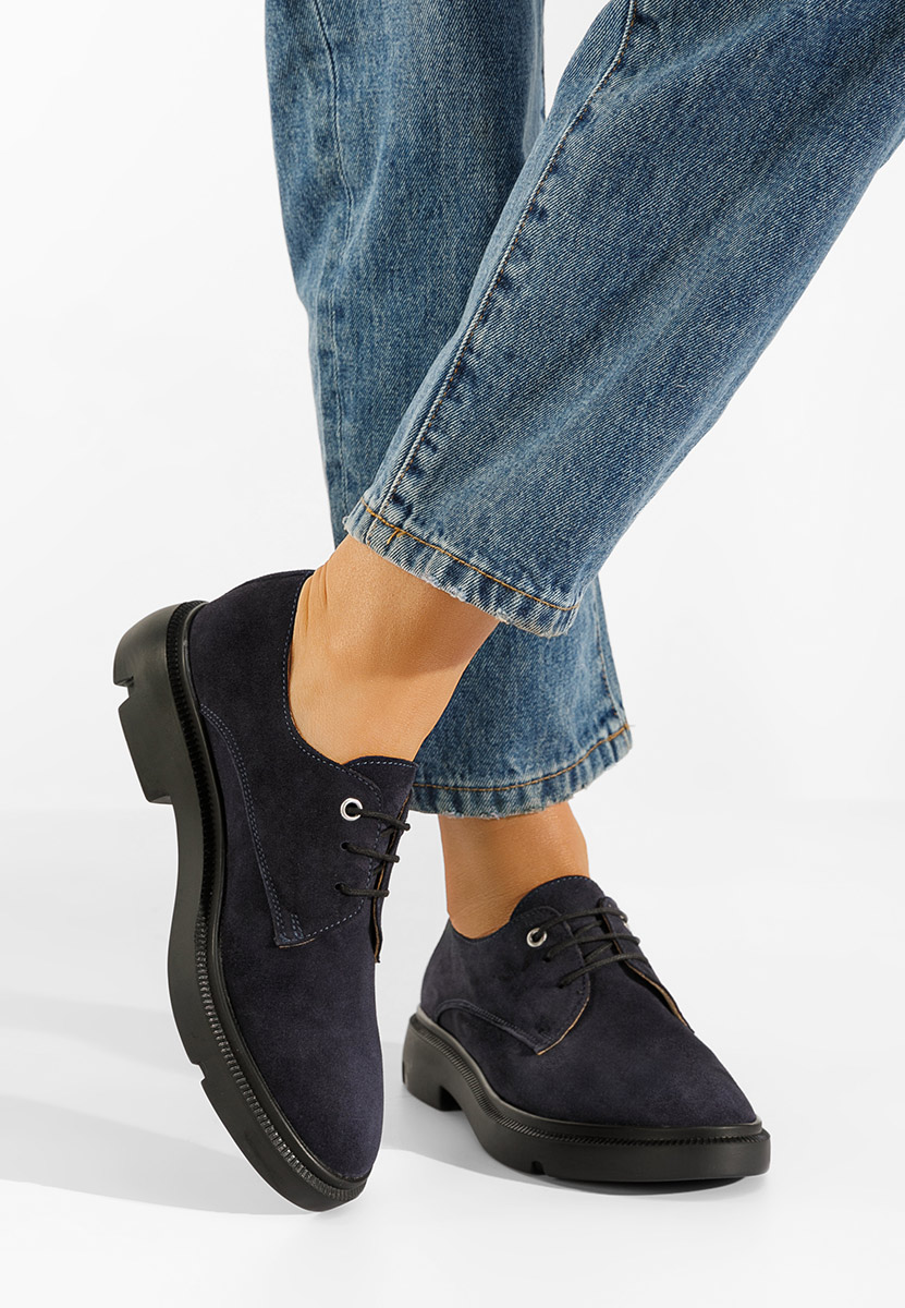 Granatowe oxfordy damskie skórzane Pelado V2