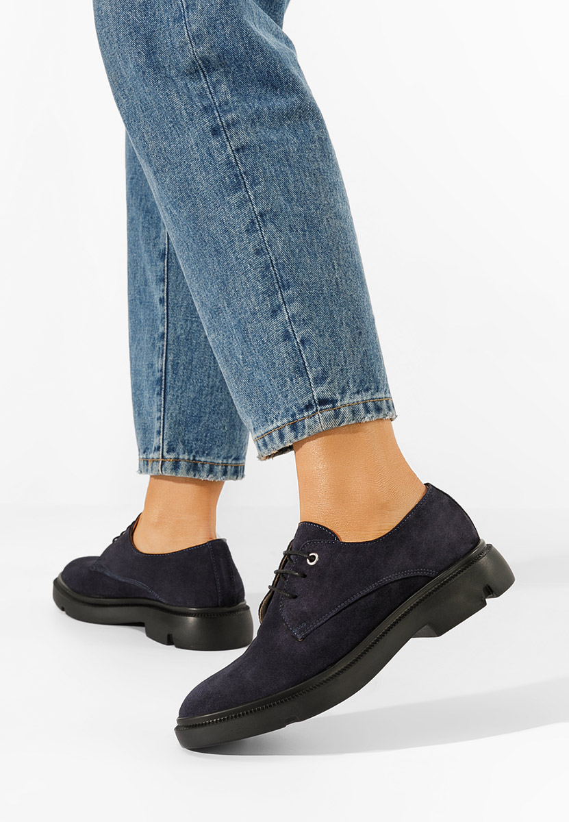 Granatowe oxfordy damskie skórzane Pelado V2