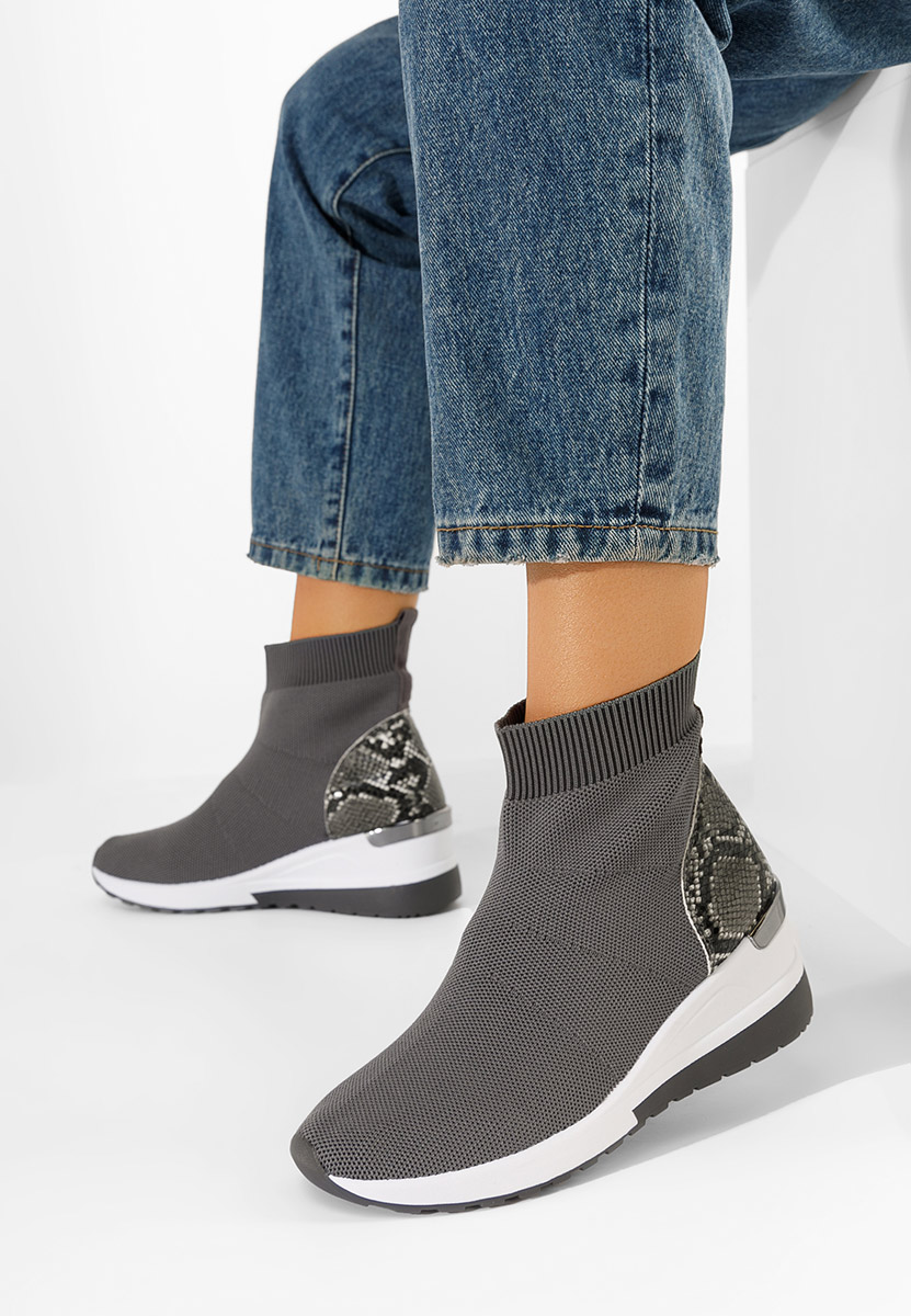 Szare sneakersy wysokie Pieve