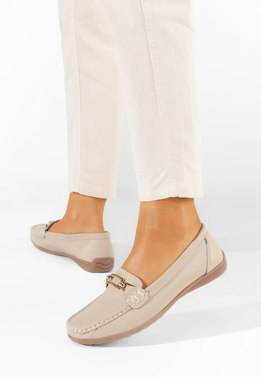 Beżowe mokasyny damskie skórzane Celetina