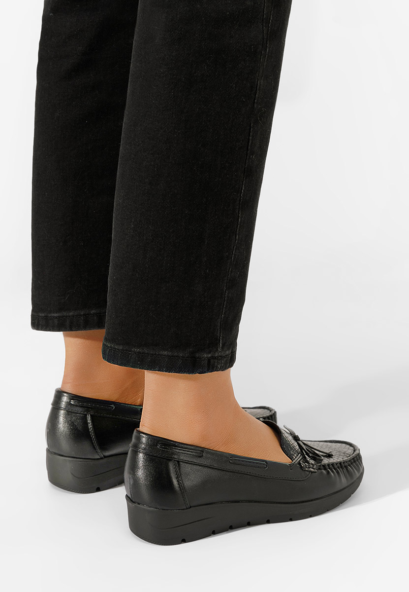 Czarne mokasyny damskie Eneida