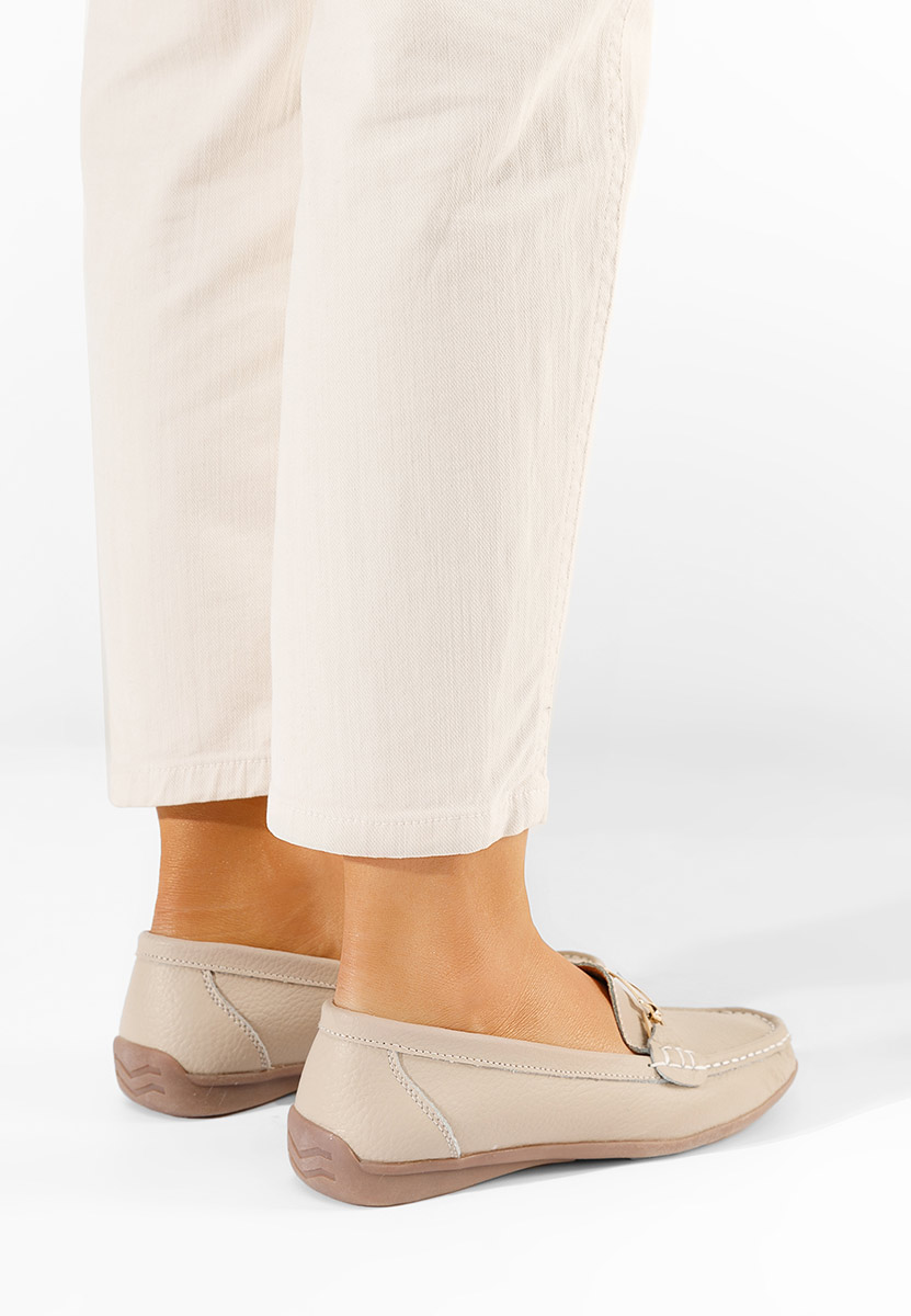 Beżowe mokasyny damskie skórzane Celetina