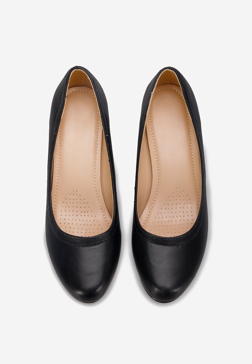 Czarne czółenka na niskim słupku Zinia