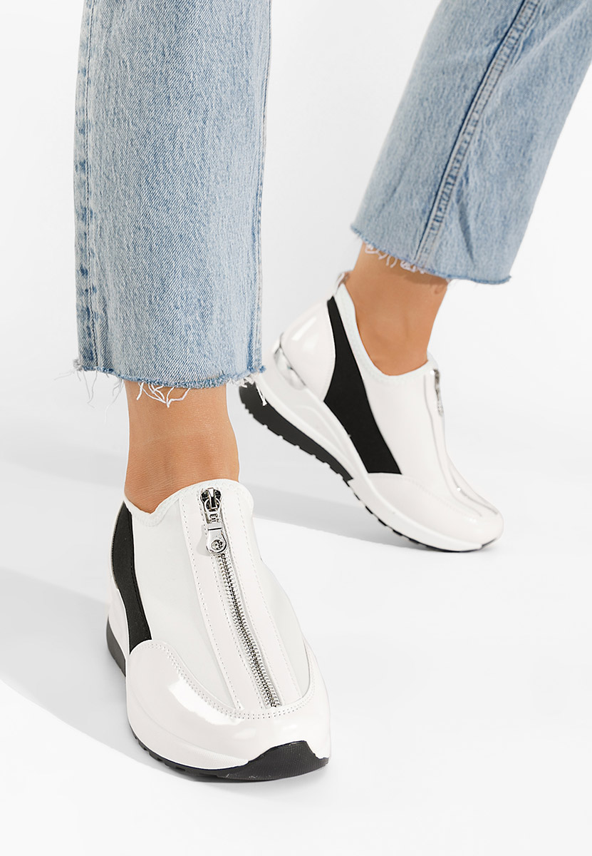 Białe sneakersy na koturnie Dollie
