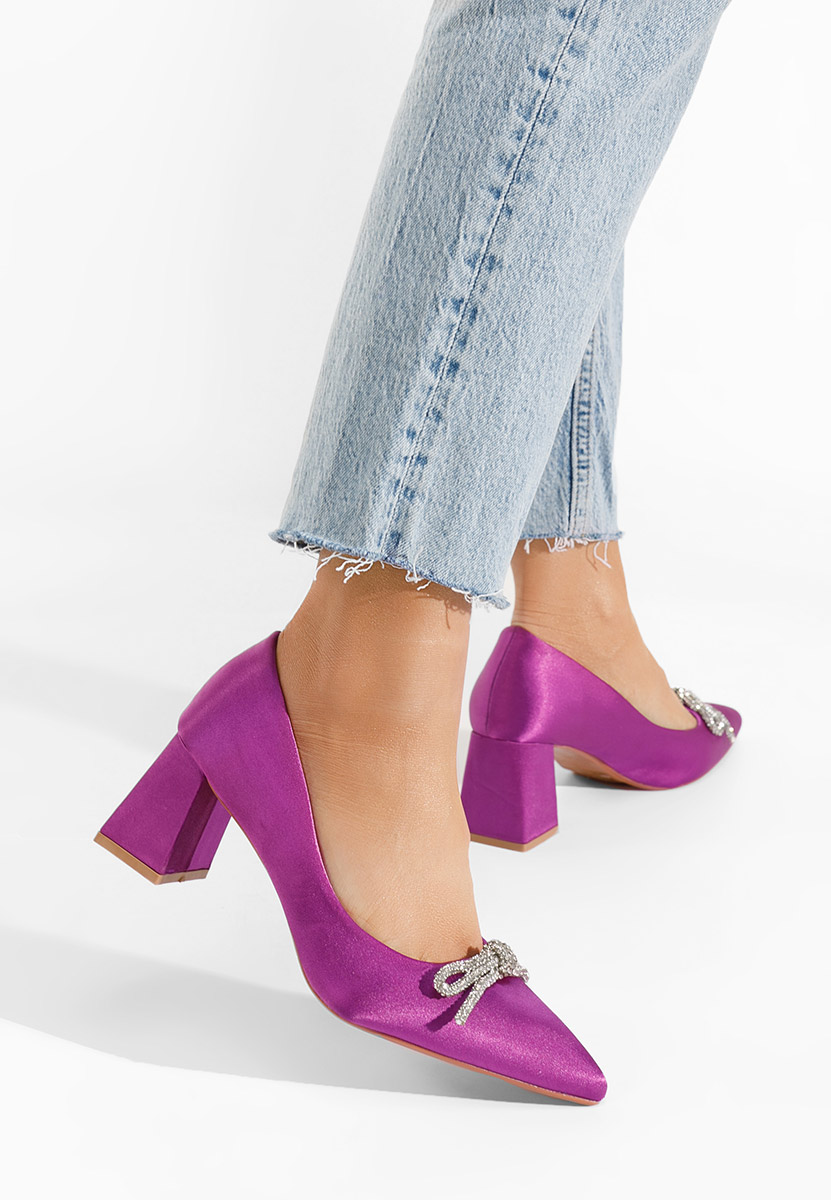 Fioletowe czółenka na słupku Abigale