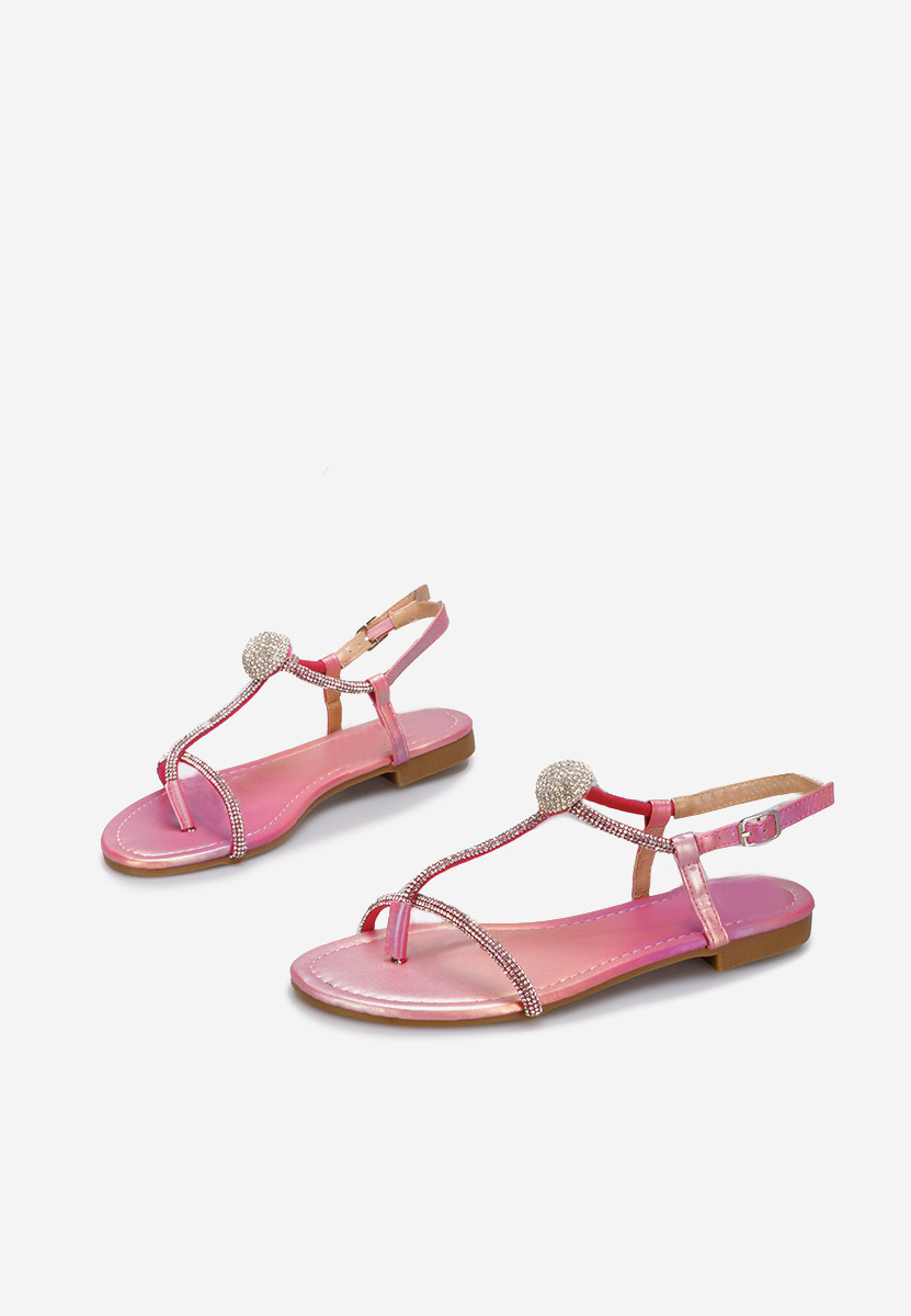 Różowe sandały z kryształka Zornia