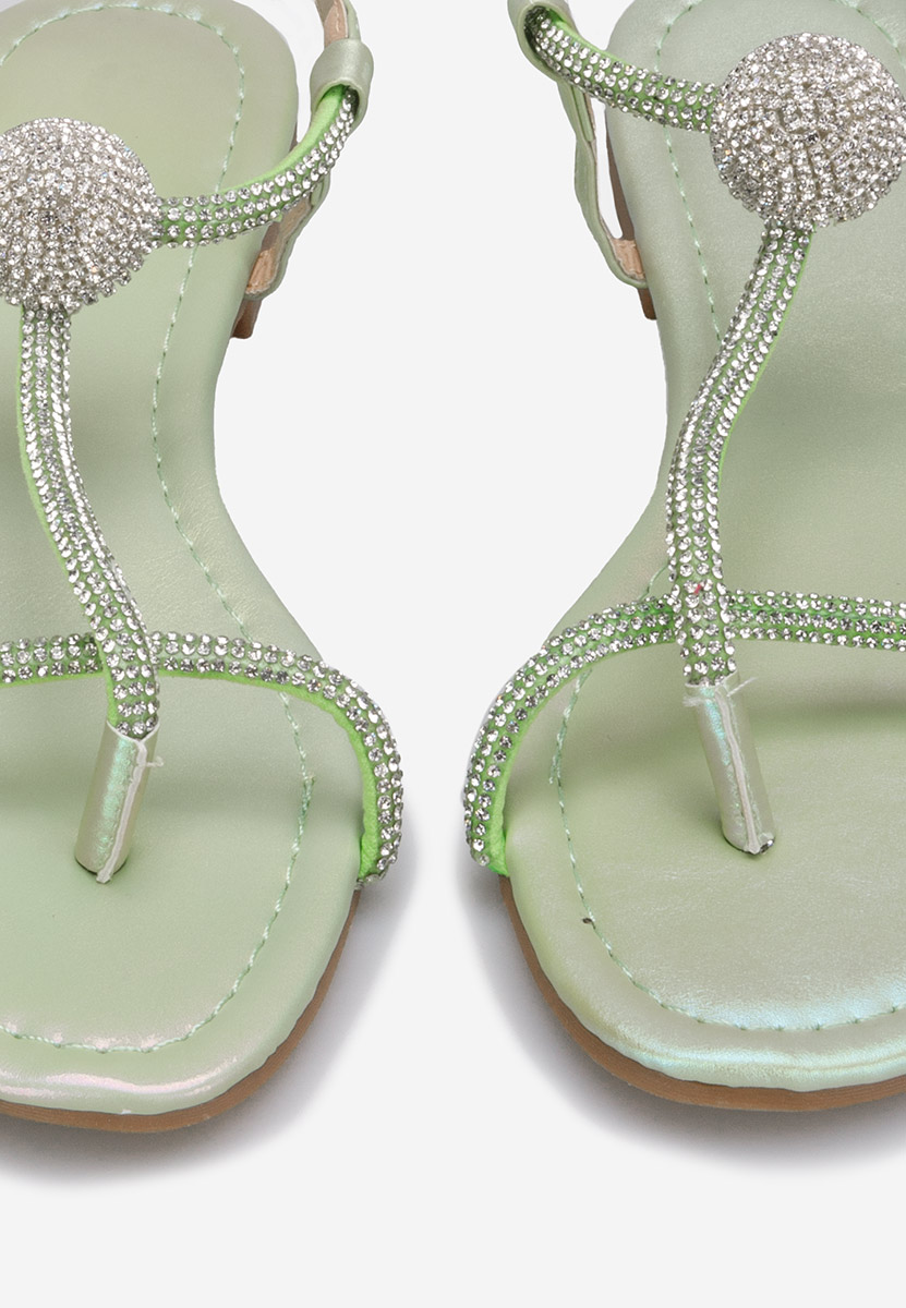 Zielone sandały z kryształka Zornia