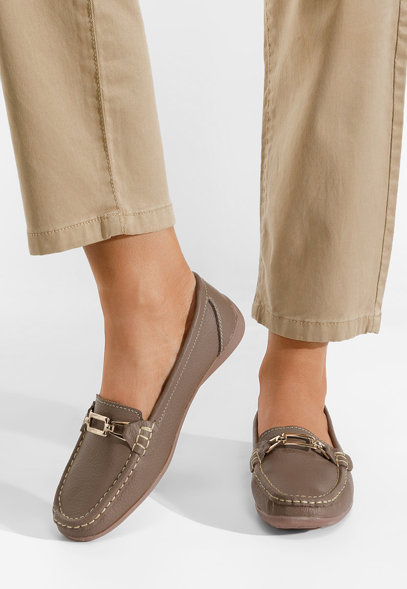 Khaki skórzane mokasyny Celetina
