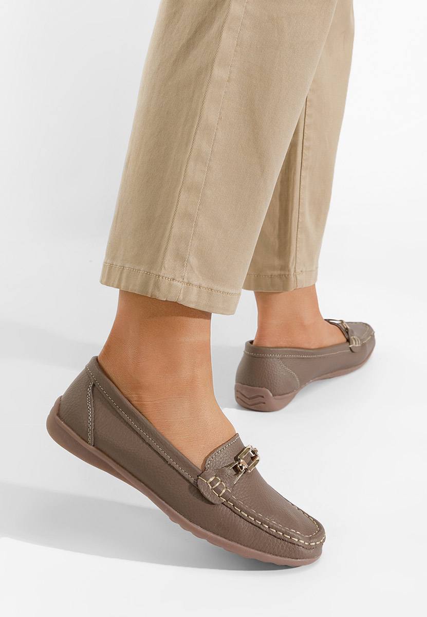 Khaki skórzane mokasyny Celetina