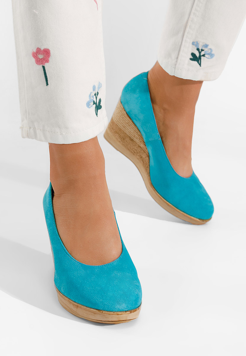 Niebieski czółenka na koturnie Zola V2