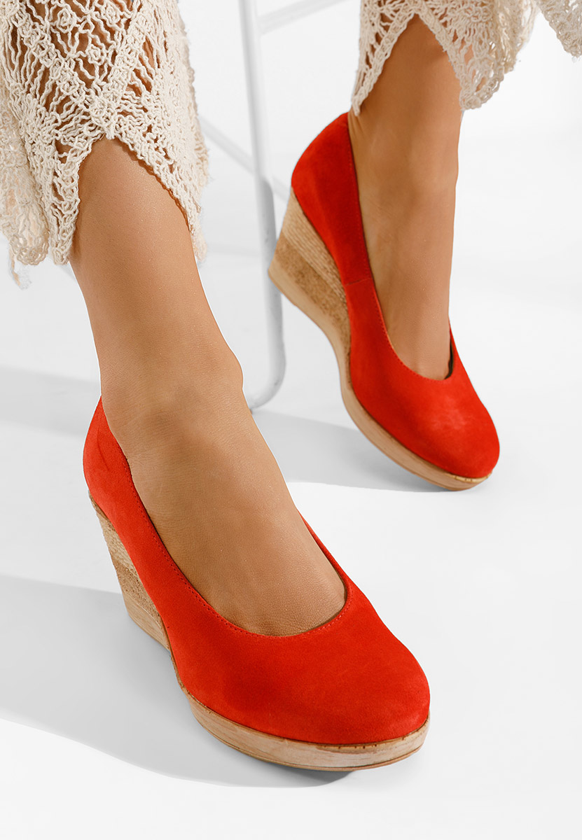 Pomarańczowe czółenka na koturnie Zola V2
