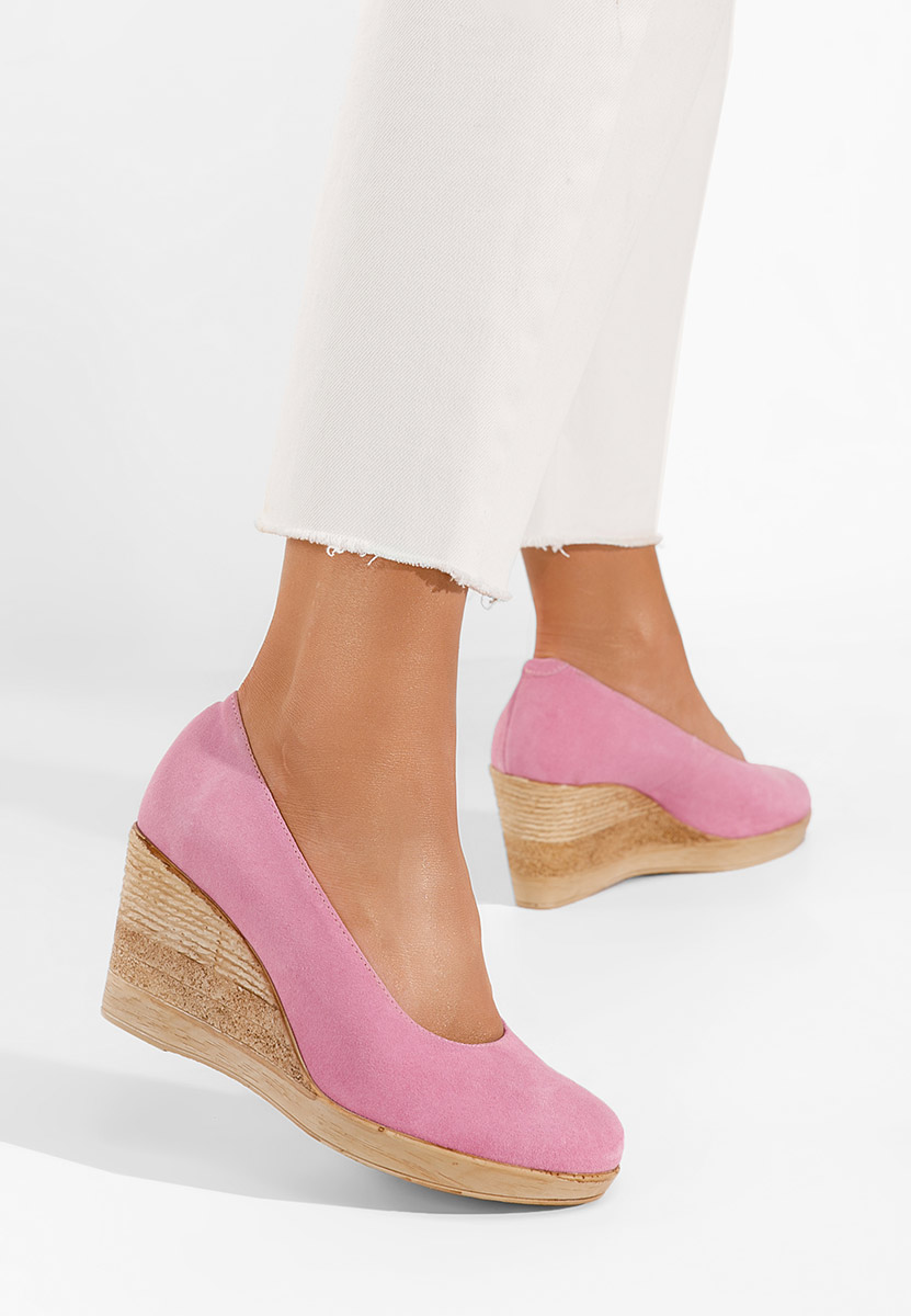 Różowe czółenka na koturnie Zola V2