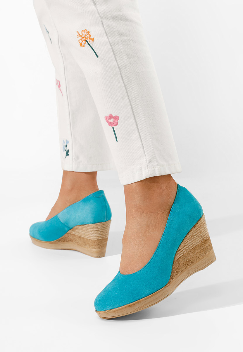 Niebieski czółenka na koturnie Zola V2