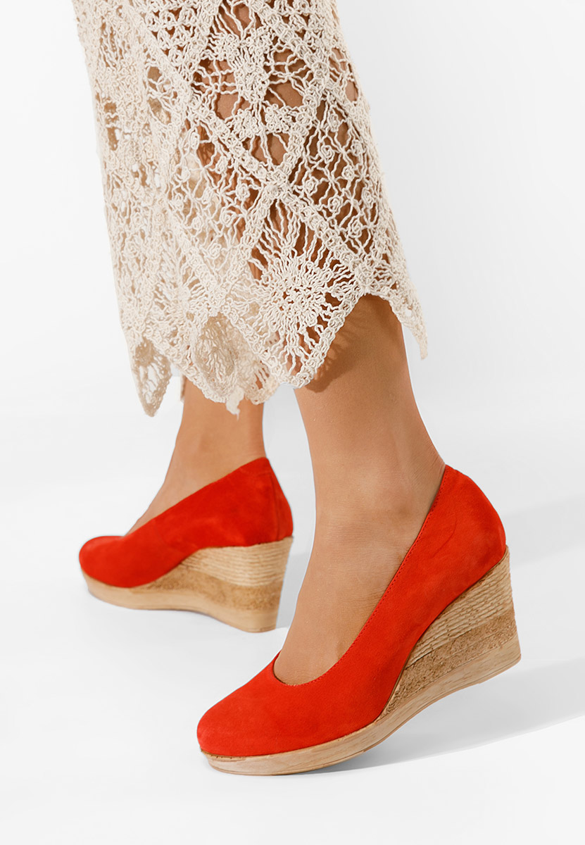 Pomarańczowe czółenka na koturnie Zola V2