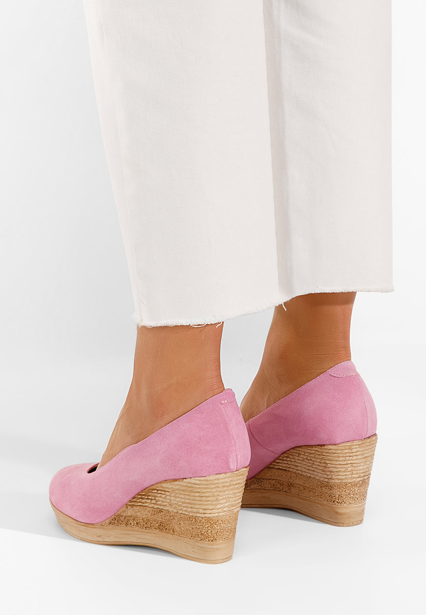 Różowe czółenka na koturnie Zola V2