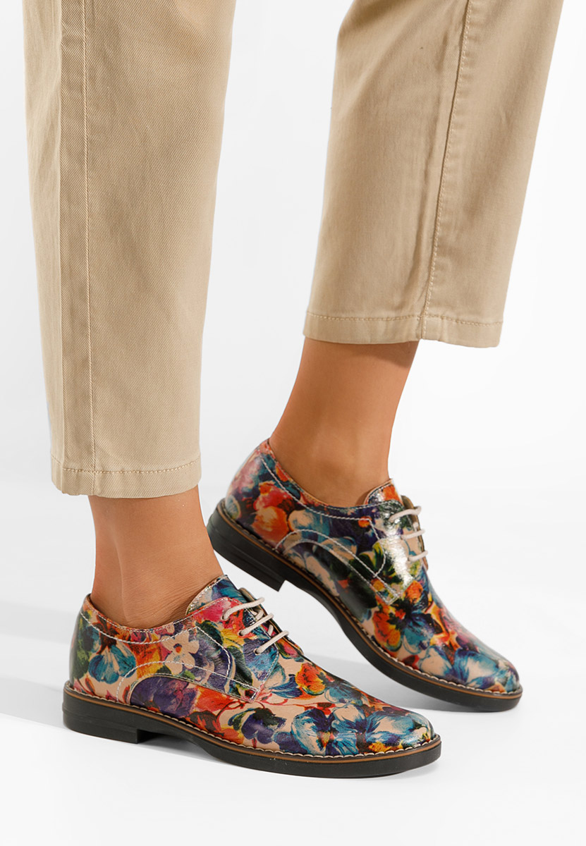 Wielokolorowy oxfordy damskie skórzane Otivera V6