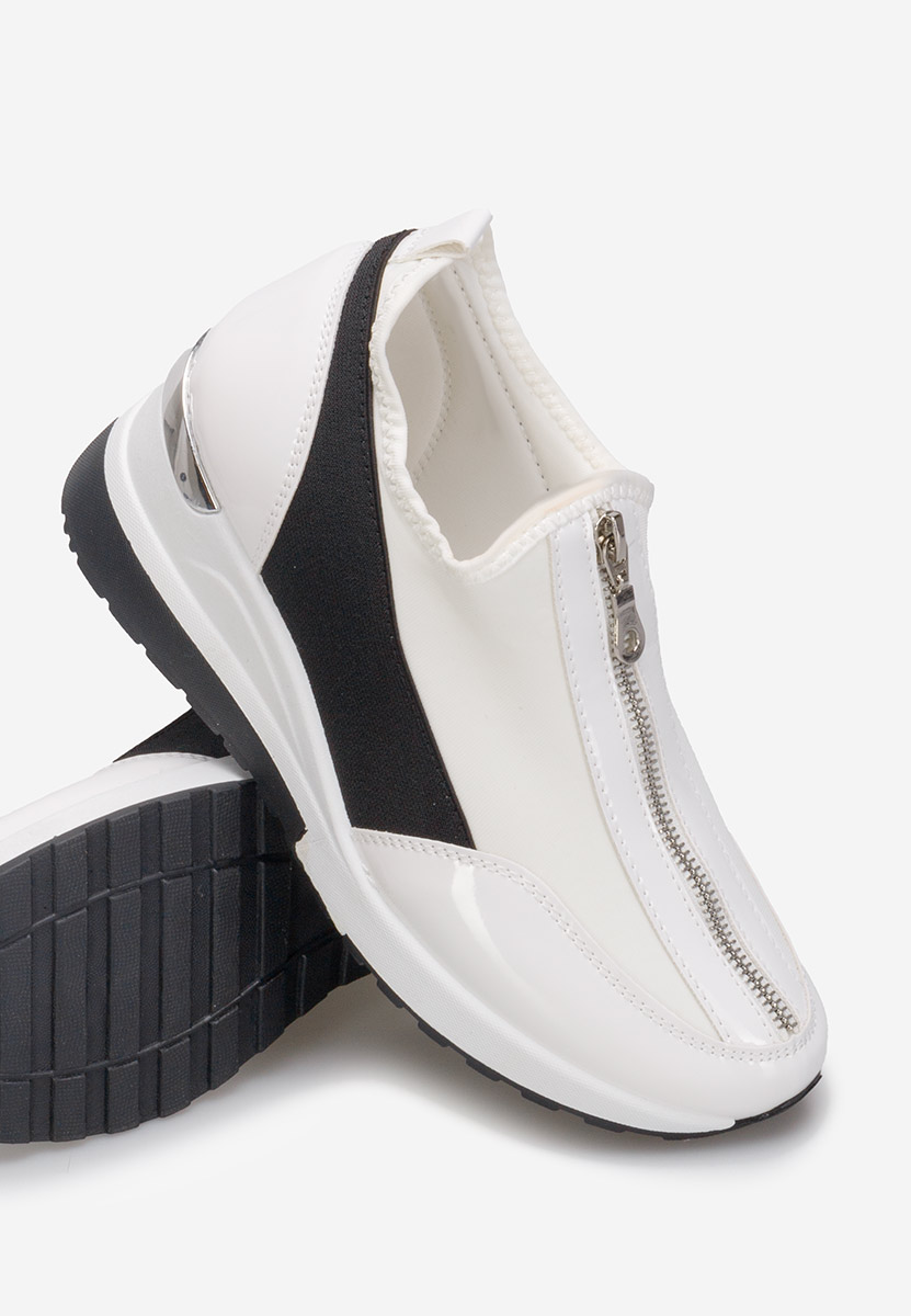 Białe sneakersy na koturnie Dollie