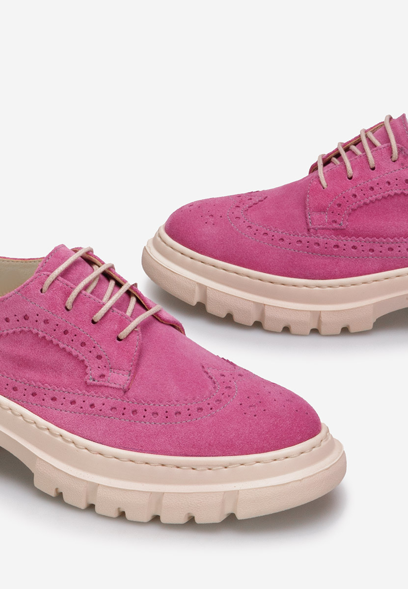 Fuksjowe czółenka damskie skórzane Henise