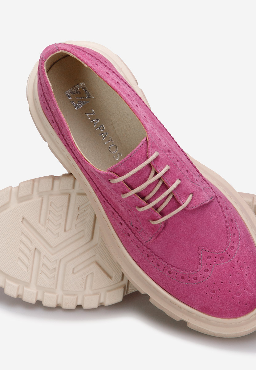 Fuksjowe czółenka damskie skórzane Henise