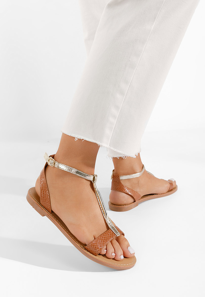Camelowe sandały płaski Isabela