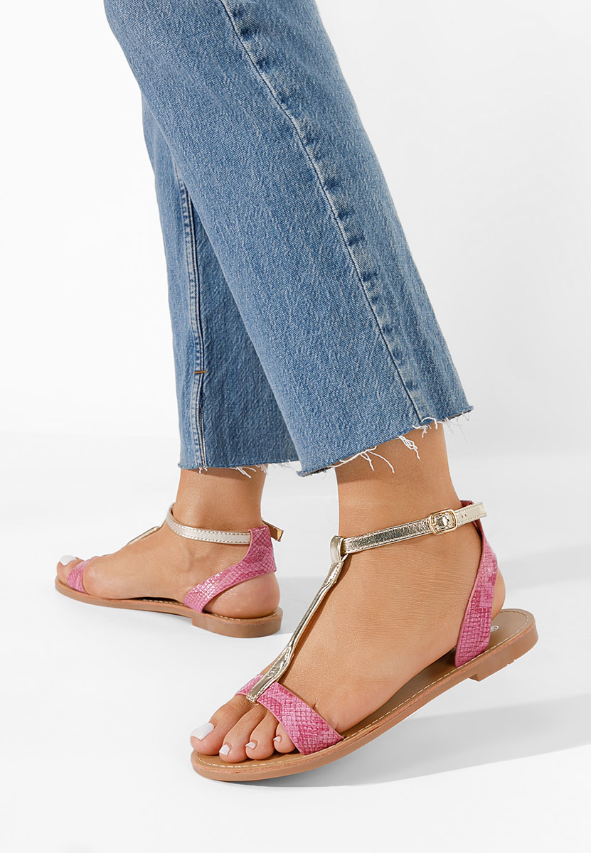 Fuksjowe sandały płaski Isabela