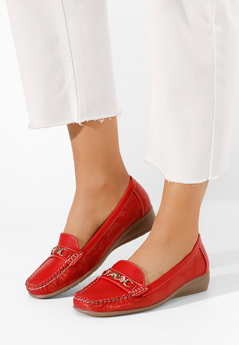 Czerwone mokasyny damskie Lerisea