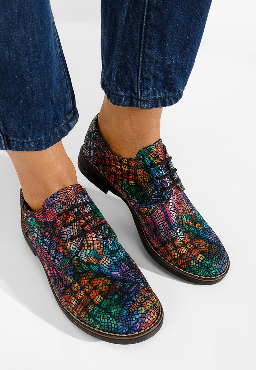 Wielokolorowy oxfordy damskie skórzane Otivera V14