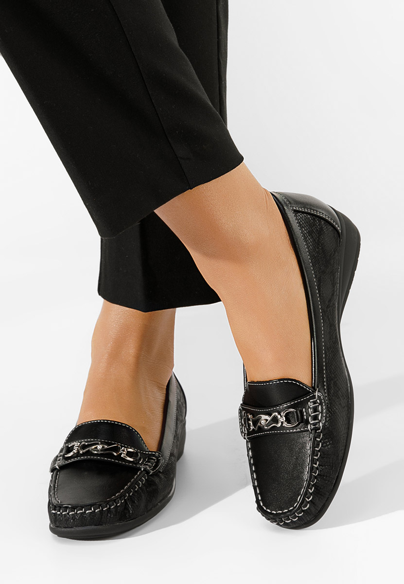Czarne mokasyny damskie Lerisea