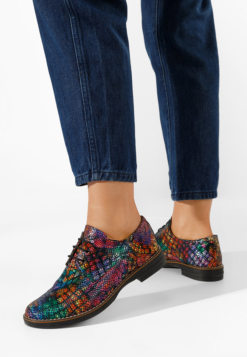 Wielokolorowy oxfordy damskie skórzane Otivera V14
