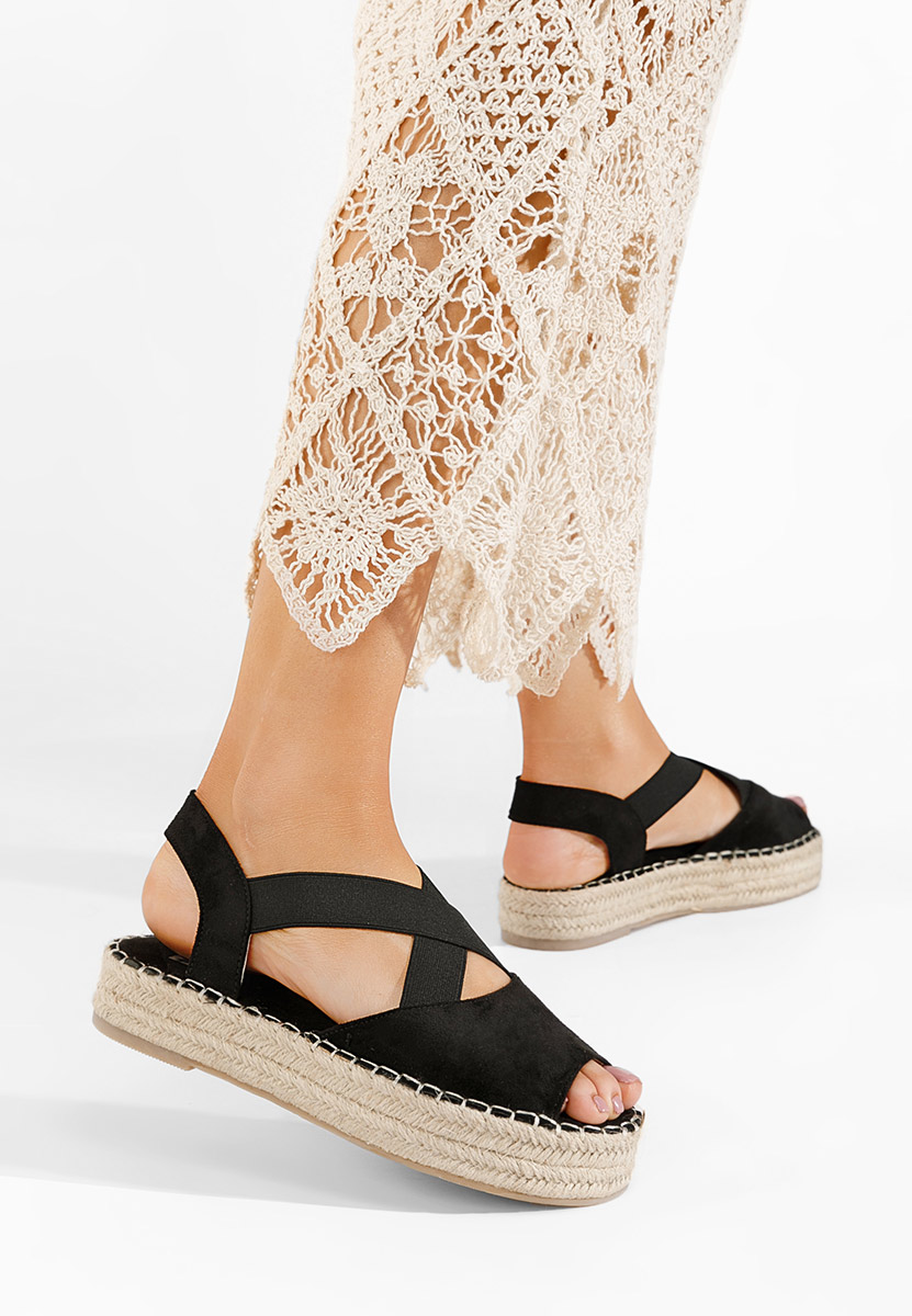 Czarne espadryle na koturnie Nola