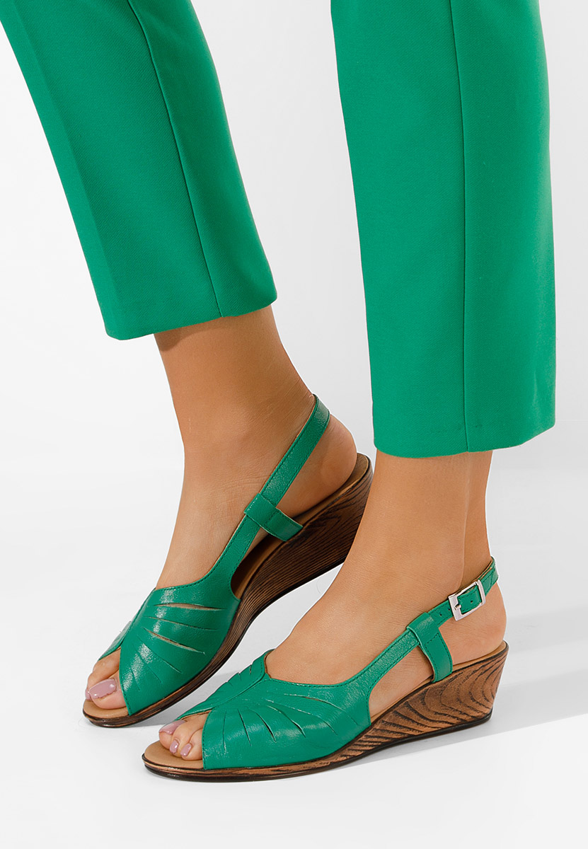 Zielone sandały damskie skórzane Lovara